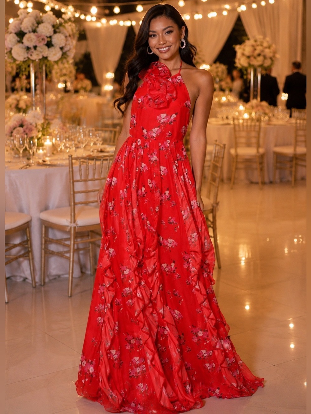 NEW w TAGS 🏷️ FASHION NOVA Floor-length Floral Maxi Dress (Women’s Size Large) - Picture 17 of 17